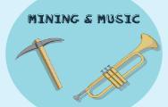 An illustrated pickaxe and trumpet sit against a blue background, with a heading that reads 